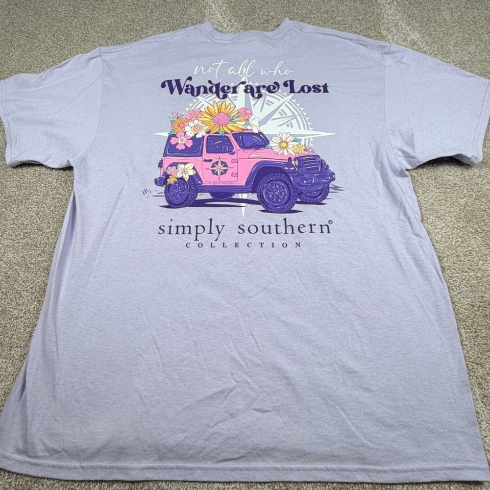 Simply Southern Wander Are Lost Lavender Graphic Tee Shirt XL NWT